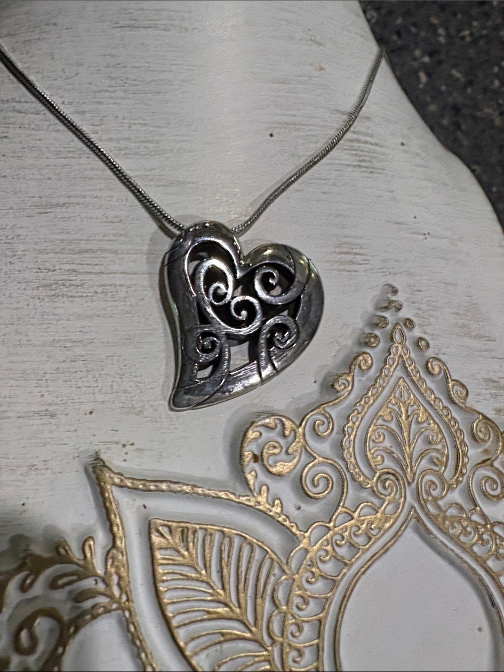 Brighton Mingle Silver Filigree Heart Pendant Necklace